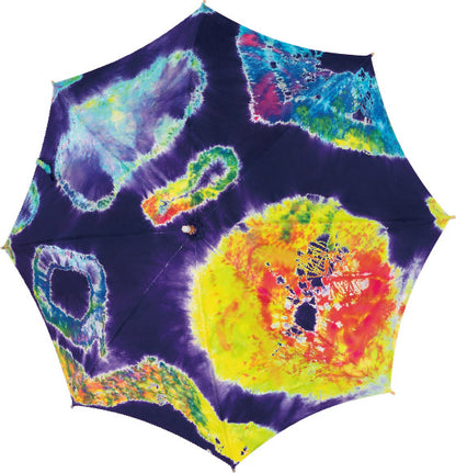 Japanese Shibori parasol Galaxy — full view open, handmade by Yuriko Yuco Yoshikawa
