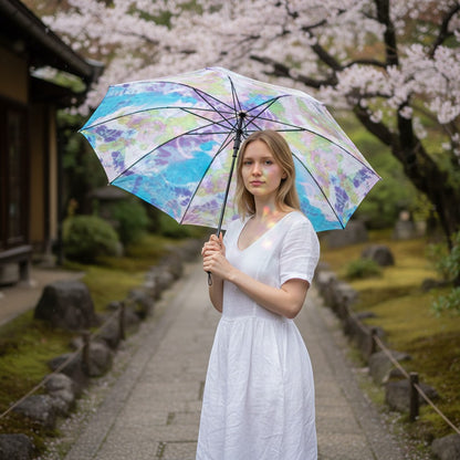 Amanogawa parasol — close-up of Shibori and Splash dyeing pattern by Yuriko Yuco Yoshikawa
