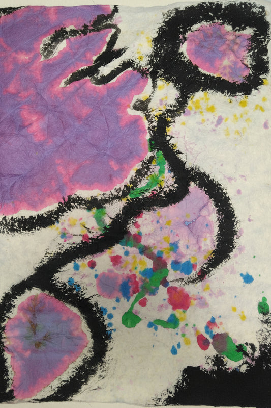 Japanese Washi ink art Otoshiana (Pitfall) — full artwork view by Yuriko Yuco Yoshikawa
