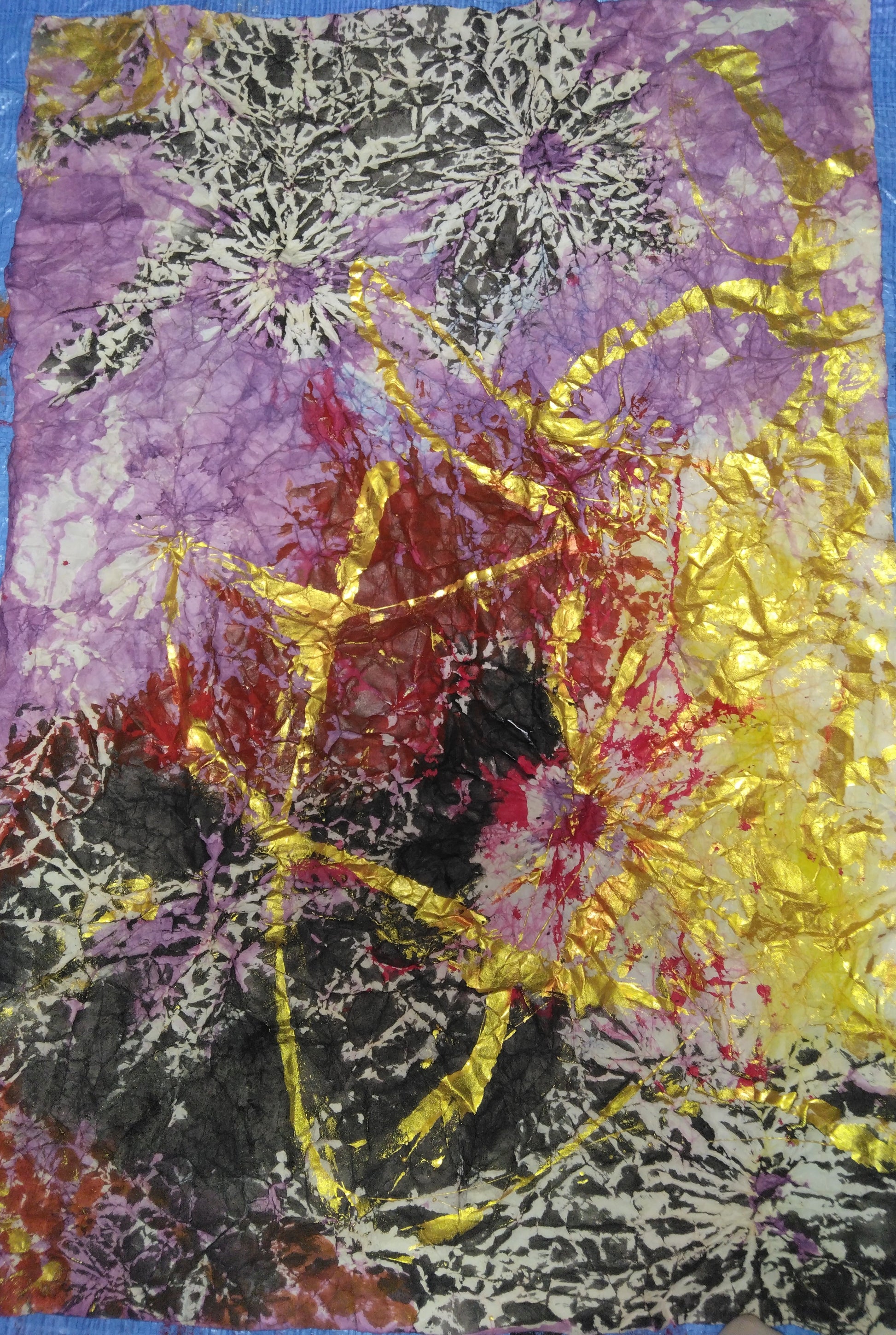 Japanese Washi ink and Shibori art Yorokobi no Haru (Spring of Joy) — full artwork view by Yuriko Yuco Yoshikawa
