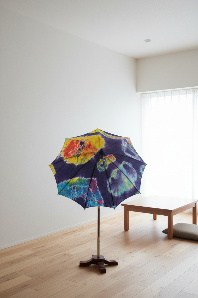 絞り染め日僕 インテリアイメージ / Shibori-dyed parasol interior display image